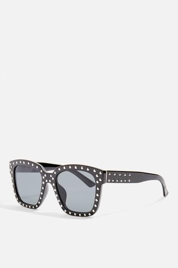 Topshop Wyclef Studded Square Frame Sunglasses