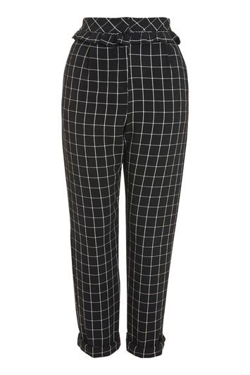 Topshop Checked Ruffle Peg Trousers