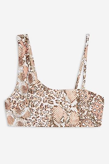 Topshop Snake One Shoulder Bikini Crop Top