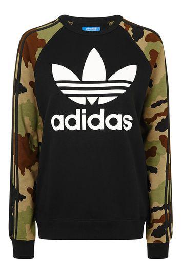 Topshop Camo Print Trefoil Sweatshirt By Adidas Originals