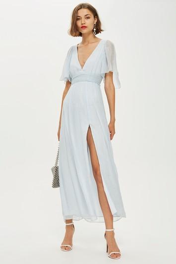 Topshop Metallic Striped Plunge Dress