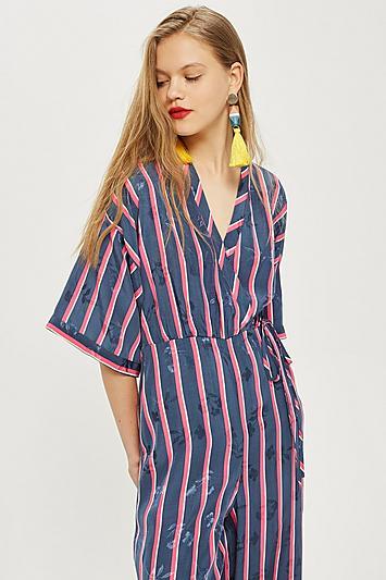 Topshop Striped Jacquard Jumpsuit