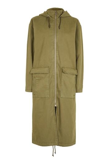 Topshop Tall Scarlet Longline Parka Jacket