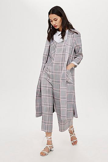Topshop Checked Duster Coat