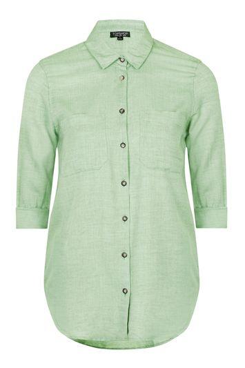 Topshop Fitted Herringbone Shirt