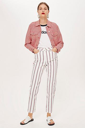 Topshop Moto Striped Mom Jeans