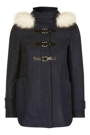 Topshop Hooded Fur Coat