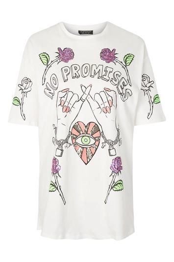 Topshop 'no Promises' Motif Sequin T-shirt