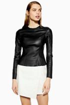 Topshop *leather Seam Top By Boutique