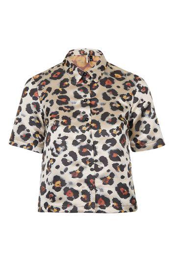 Topshop Animal Jacquard Short Sleeve Shirt