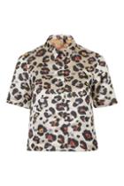 Topshop Animal Jacquard Short Sleeve Shirt