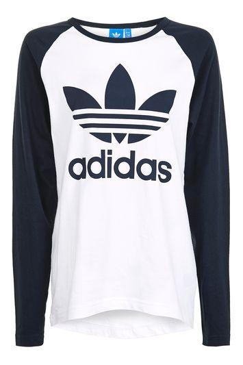 Topshop *trefoil Raglan Sleeve Top By Adidas Originals