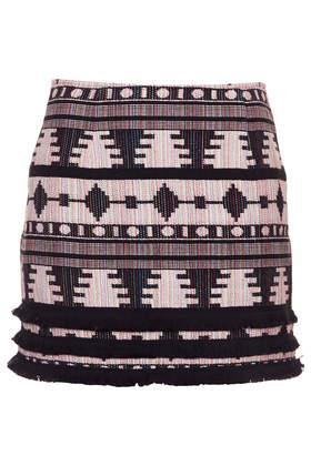 Topshop Fringe Hem Aztec Pelmet Skirt