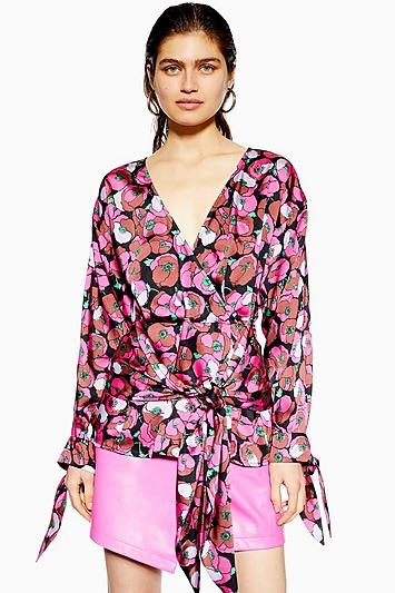 Topshop *poppy Wrap Top By Boutique