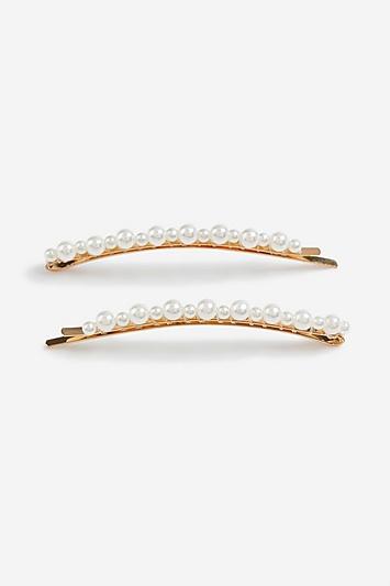 Topshop *pack Of 2 Cream Pearl Hair Slides