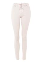 Topshop Moto Pink Lace Up Leigh Jeans