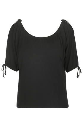 Topshop Gathered Cold Shoulder Tie Top
