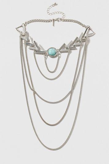 Topshop Semi-precious And Arrow Chain Choker