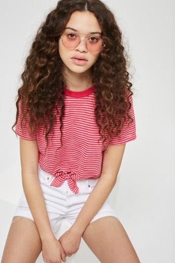 Topshop Knot Front Striped T-shirt