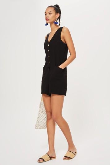 Topshop Linen Button Romper