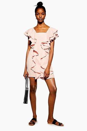Topshop Petite Double Ruffle Mini Dress