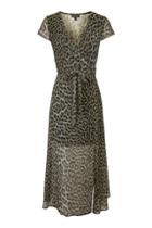 Topshop Petite Leopard Wrap Midi Dress