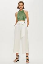 Topshop Button Bonded Crop Wide Trousers