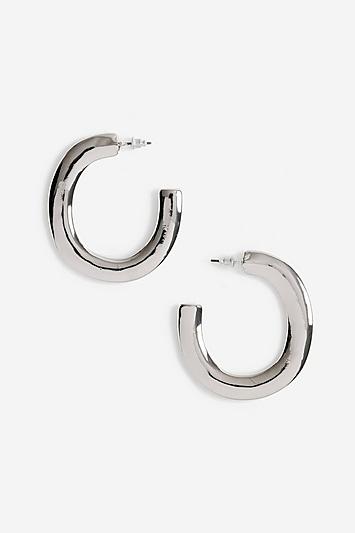 Topshop *silver Smooth Curve Hoop Earrings
