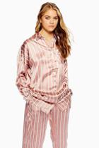 Topshop Blush Pink Striped Pyjama Shirt