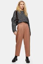 Topshop Camel Utility Button Tab Trousers