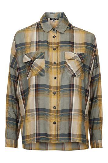 Topshop Embroidered Mustard Check Shirt
