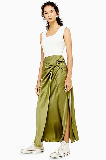 Topshop *knotted Silk Skirt By Boutique