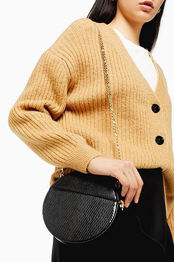 Topshop Gee Black Crocodile Circle Cross Body Bag