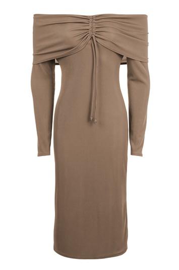 Topshop *drawstring Bardot Dress By Love