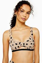 Topshop Spotted Textured Cami Bikini Top