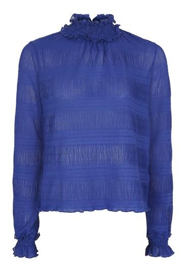 Topshop Pie Neck Ruffle Plisse Top
