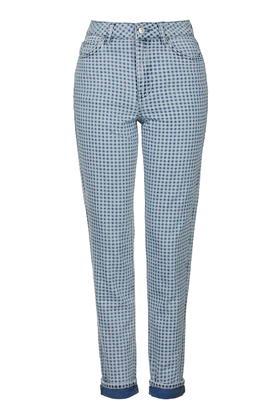 Topshop Moto Gingham Mom Jeans
