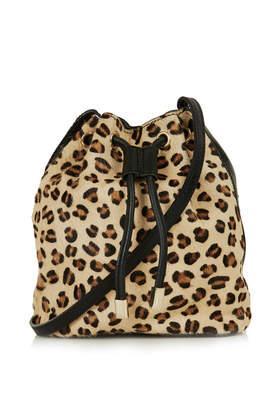 Topshop Leather Leopard Pony Duffel Bag