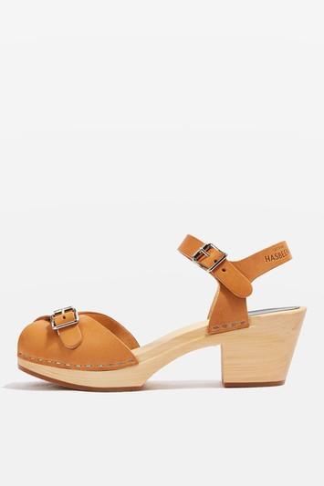 Topshop Pia High Wood Sandals By Swedish Hasbeens