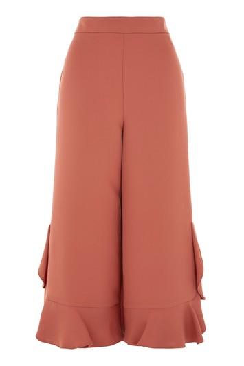 Topshop Petite Frill Hem Wide Trousers