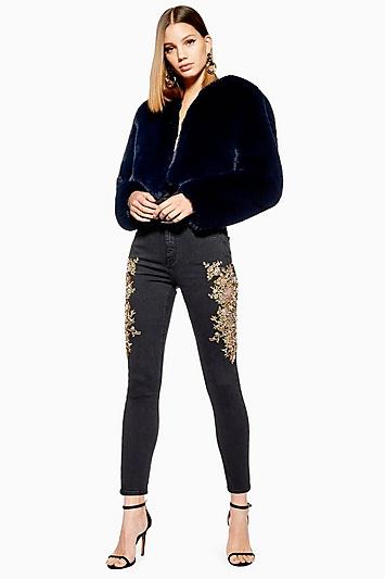 Topshop Lace Cut Out Jamie Jeans