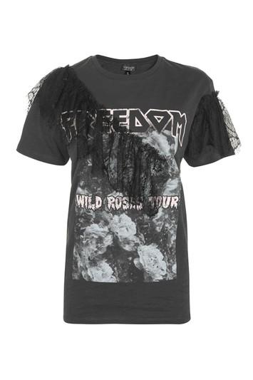 Topshop Lace Ruffle Rock T-shirt