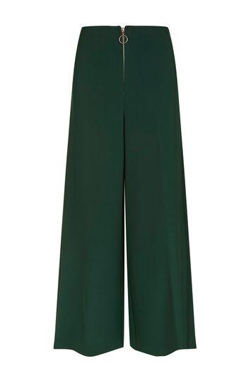 Topshop Zip Front Cropped Wide Leg Trousers
