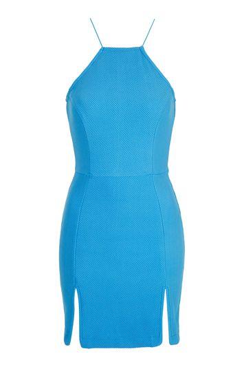 Topshop *textured Split Front Mini Dress By Rare