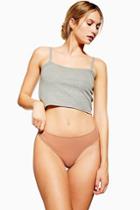 Topshop Tan Ribbed High Waist Knickers