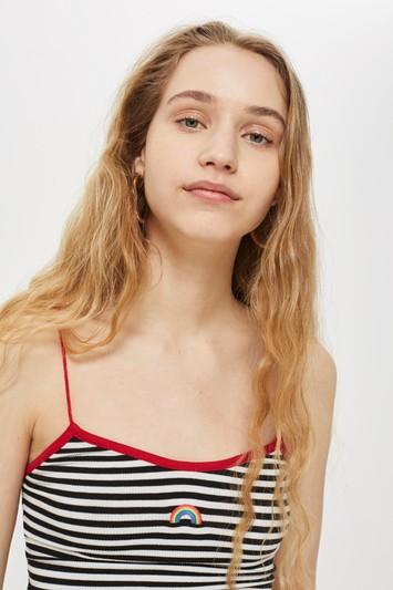 Topshop Petite Embroidered Striped Vest