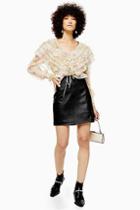 Topshop Petite Black Leather Look Mini Skirt