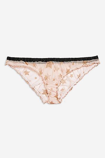 Topshop Glitter Star Mesh Mini Knickers