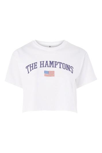 Topshop 'the Hamptons' Slogan Crop T-shirt By Tee & Cake