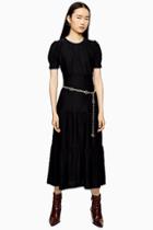 Topshop Plain Black Tiered Midi Dress